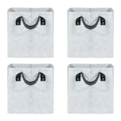 QUVIO Opbergmand Vilt - Grijs - Set van 4