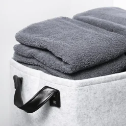 QUVIO Opbergmand Vilt - Grijs - Set van 4