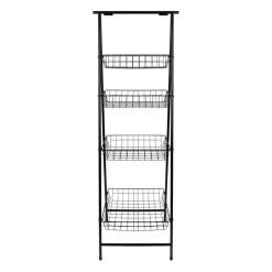 QUVIO Opbergrek met 4 bakken - Metaal - Zwart