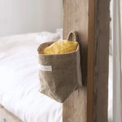 QUVIO Ophangbaar opbergbakje katoen linnen - Sterren