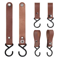 QUVIO ophanghaak met leren bandje - Bruin