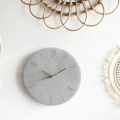 QUVIO Wandklok beton even cijfers - Grijs