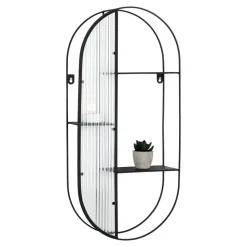 QUVIO Wandrek Mila - 3 Planken - Staal - Glas - Zwart