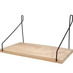 QUVIO Wandrekje van hout en staal - Bruin en zwart