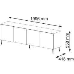 Ravenna B TV-meubel 200 4D gefreesd MDF folie mat