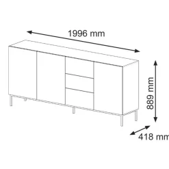 Ravenna F dressoir ladekast 200 3D3S gefreesd MDF folie met frame