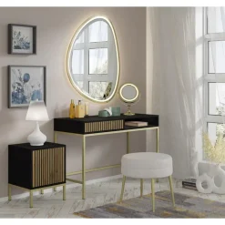 Ravenna Kaptafel - Mat zwart / Artisan eik- Metaal