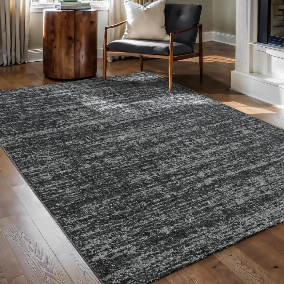 Relax Oslo - Laagpolig Effen Vloerkleed - Zwart - 120x170 CM