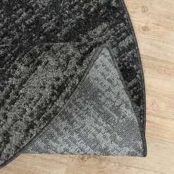 Relax Oslo - Laagpolig Effen Vloerkleed - Zwart Grijs - 200 CM ROND