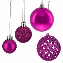 Relaxdays kerstballen - 50x - roze - 3, 4 en 6 cm -kunststof
