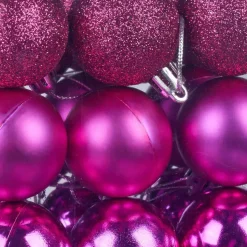 Relaxdays kerstballen - 50x - roze - 3, 4 en 6 cm -kunststof