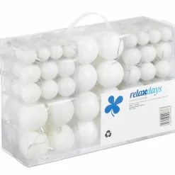 Relaxdays kerstballen - 100x st - wit - 3, 4 en 6 cm -kunststof