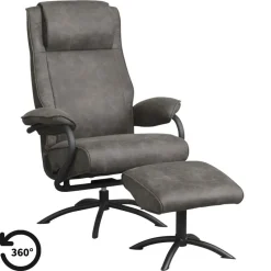 Relaxfauteuil Vincent incl. hocker - Stof Preston - antraciet