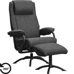 Relaxfauteuil Vincent incl. hocker - Stof Bjorn - antraciet