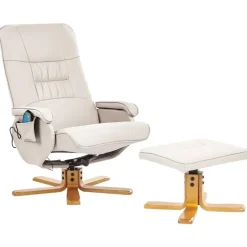 RELAXPRO - Relaxfauteuil met voetenbank - Lichtbeige - Kunstleer