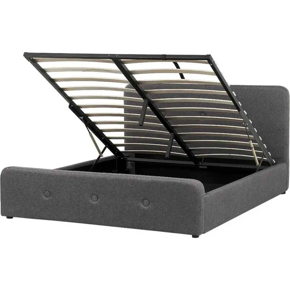 RENNES - Bed met opbergruimte - Grijs - 160x200 cm - Polyester