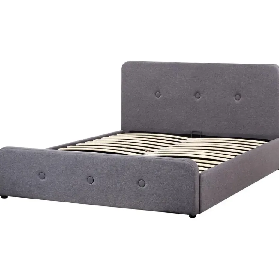 RENNES - Bed met opbergruimte - Grijs - 160x200 cm - Polyester