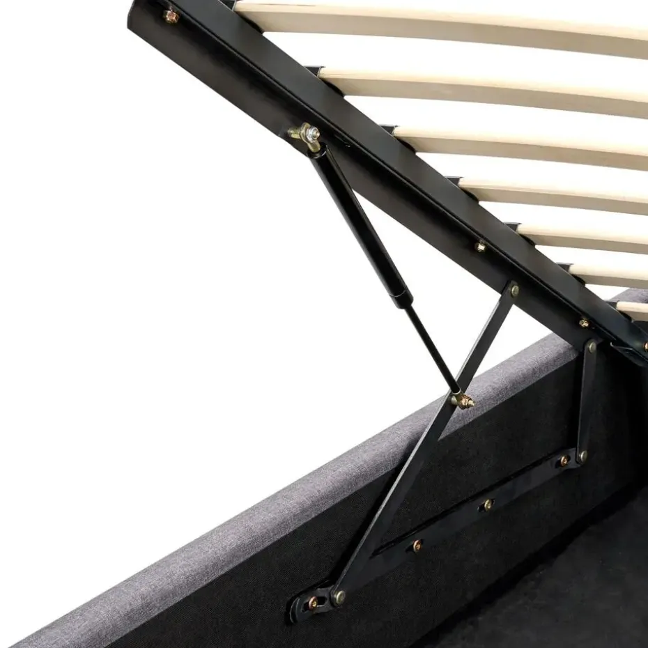 RENNES - Bed met opbergruimte - Grijs - 160x200 cm - Polyester