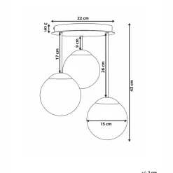 RIANA - Plafondlamp 3 lichten - Zwart - IJzer