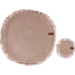 RIBBERY - Set van 12 placemats en onderzetters - Natuurlijk - Jute