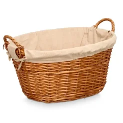 Rieten opberg mand - gevlochten riet - bruin - 60 x 48 x 35 cm