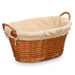 Rieten opberg mand - gevlochten riet - bruin - 54 x 37 x 30 cm