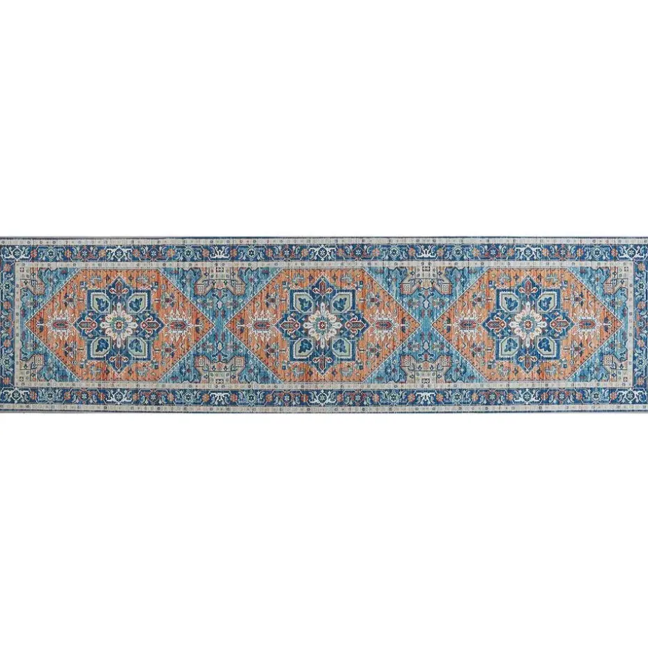 RITAPURAM - Laagpolig vloerkleed - Blauw - 80 x 300 cm - Polyester