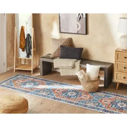 RITAPURAM - Laagpolig vloerkleed - Blauw - 80 x 300 cm - Polyester