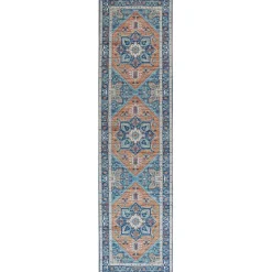 RITAPURAM - Laagpolig vloerkleed - Blauw - 80 x 300 cm - Polyester
