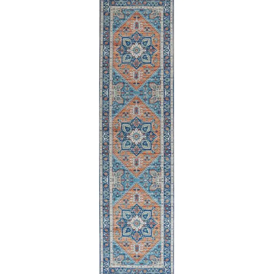 RITAPURAM - Laagpolig vloerkleed - Blauw - 80 x 300 cm - Polyester