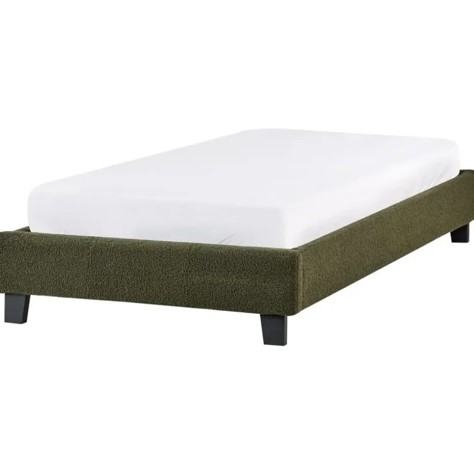 ROANNE - Eenpersoonsbed - Donkergroen - 90 x 200 cm - Bouclé