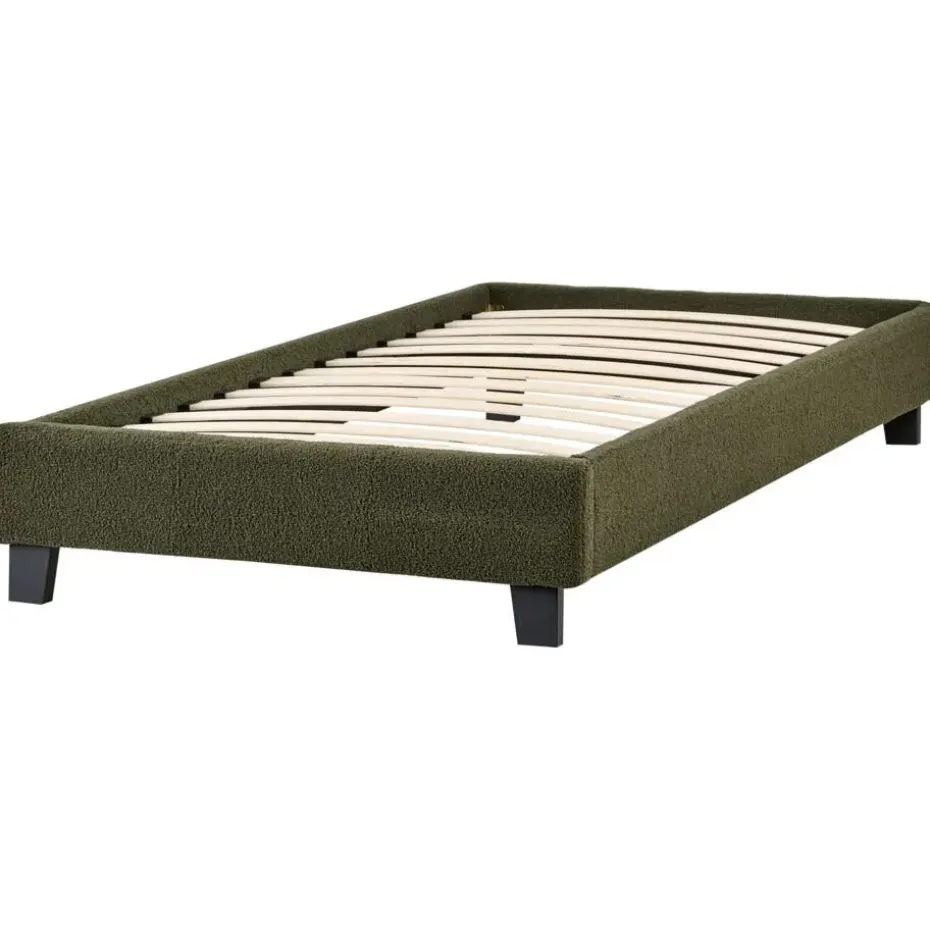 ROANNE - Eenpersoonsbed - Donkergroen - 90 x 200 cm - Bouclé