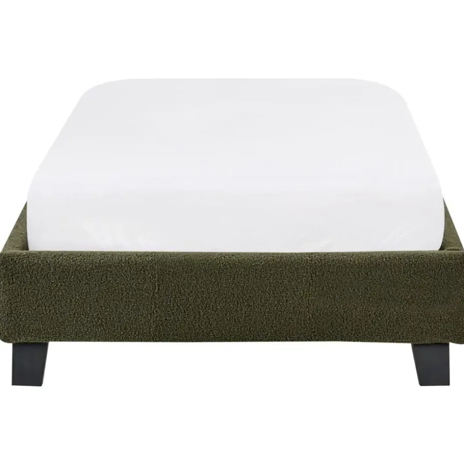 ROANNE - Eenpersoonsbed - Donkergroen - 90 x 200 cm - Bouclé