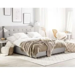 ROCHELLE - Bed opbergruimte - Lichtgrijs - 140 x 200 cm - Polyester