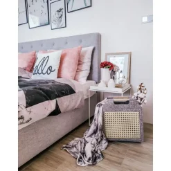 ROCHELLE - Bed opbergruimte - Lichtgrijs - 140 x 200 cm - Polyester