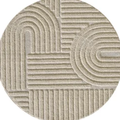 Rond Modern Japandi Vloerkleed - Beige - Boho Scandinavisch - Ø160 cm Laagpolig