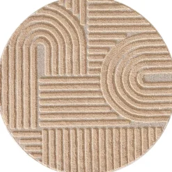 Rond Modern Japandi Vloerkleed - Roze - Boho Scandinavisch - Ø160 cm Laagpolig