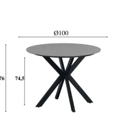 Ronde eettafel Yuna Ø150 cm marmerlook grijs - Stoneware - Grijs