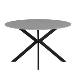 Ronde eettafel Yuna Ø130 cm marmerlook grijs - Stoneware - Grijs