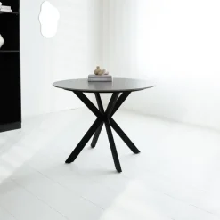 Ronde eettafel Yuna Ø130 cm marmerlook grijs - Stoneware - Grijs