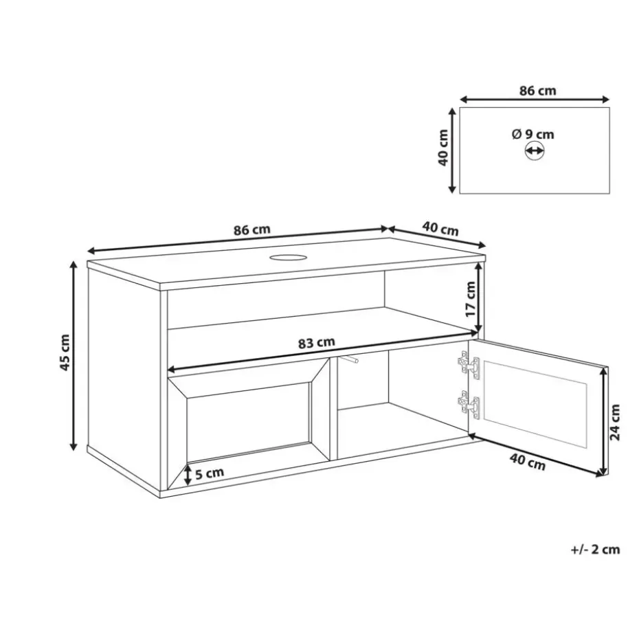 ROSELL - Hangende wastafelkast - Lichthout - 86 x 45 cm - Vezelplaat