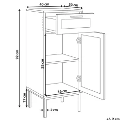 ROSELL - Staande badkamerkast - Lichthout - 40 x 92 cm - Vezelplaat