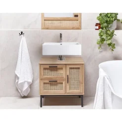 ROSELL - Staande wastafelkast - Lichthout - Vezelplaat