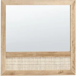 ROSELL - Wandspiegel - Lichthout - 60 x 60 cm - Vezelplaat