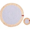 ROSELLA - Set 12 placemats en onderzetters - Grijs/Natuurlijk - Jute