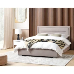 ROUEN - Bed met opbergruimte - Beige - 180 x 200 cm - Fluweel