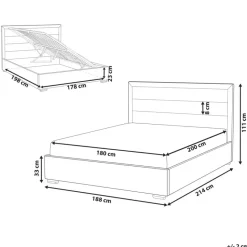 ROUEN - Bed met opbergruimte - Beige - 180 x 200 cm - Fluweel