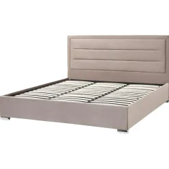 ROUEN - Bed met opbergruimte - Beige - 180 x 200 cm - Fluweel