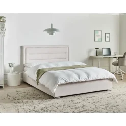 ROUEN - Bed met opbergruimte - Lichtbeige - 160 x 200 cm - Polyester
