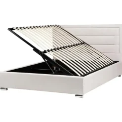 ROUEN - Bed met opbergruimte - Lichtbeige - 160 x 200 cm - Polyester